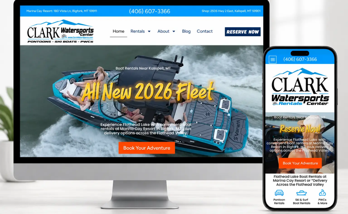 clarkwatersports web design